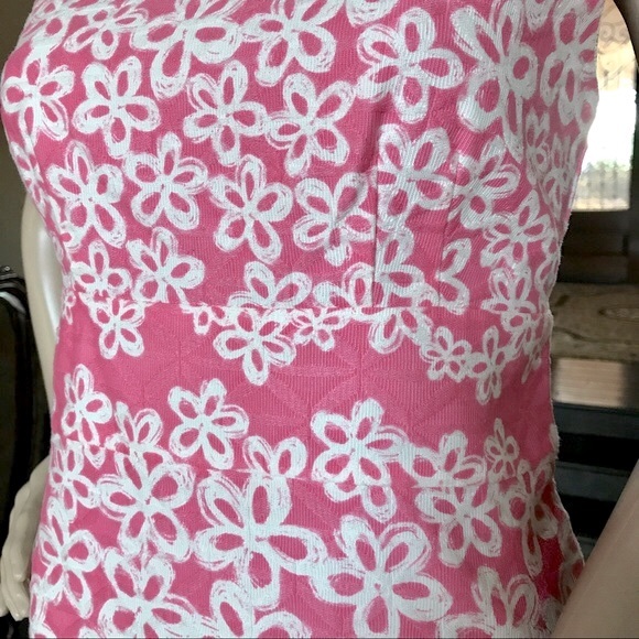 Taylor Pink Floral Print Midi Sheath Dress Size 6 Cottagecore Barbiecore - Picture 6 of 8